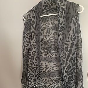 Animal Print Sleeveless Kimono